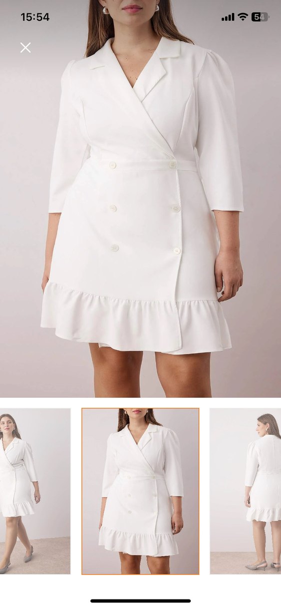 Düğmeli Beyaz Mini ceket elbise - Görsel 3