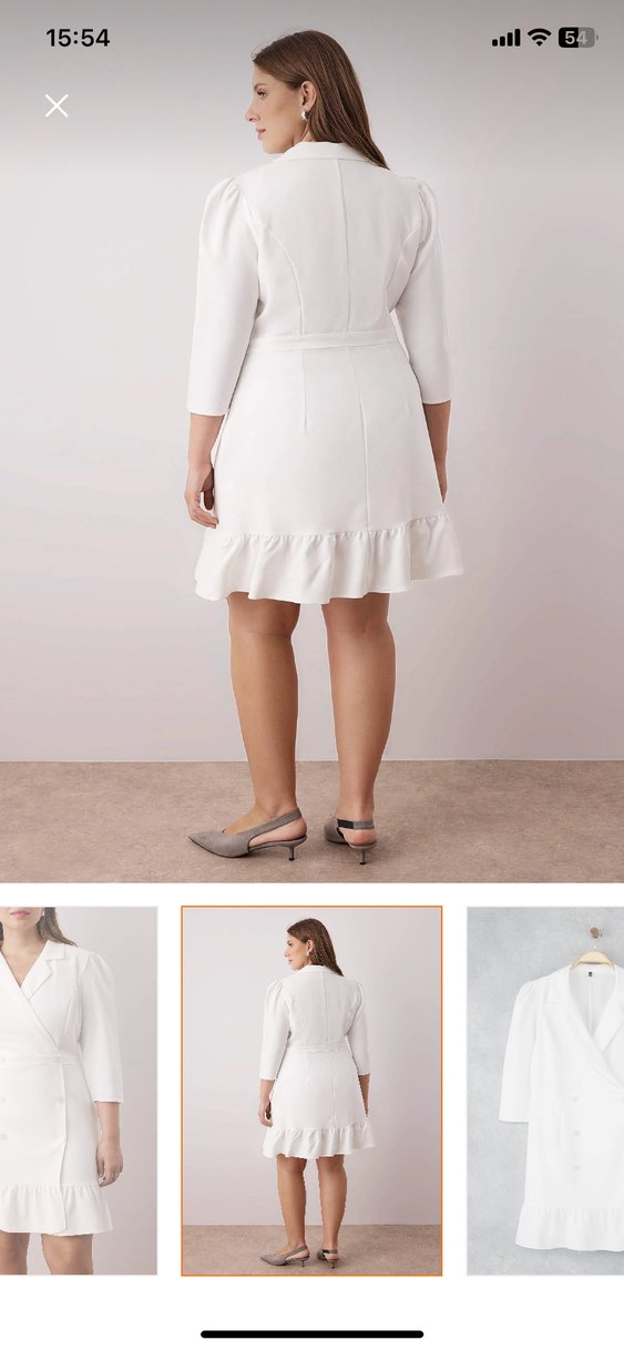Düğmeli Beyaz Mini ceket elbise - Görsel 2
