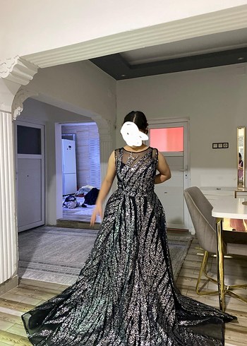 Siyah Drapeli Uzun Abiye Elbisesifir 44 beden tarım ürün - Görsel 2