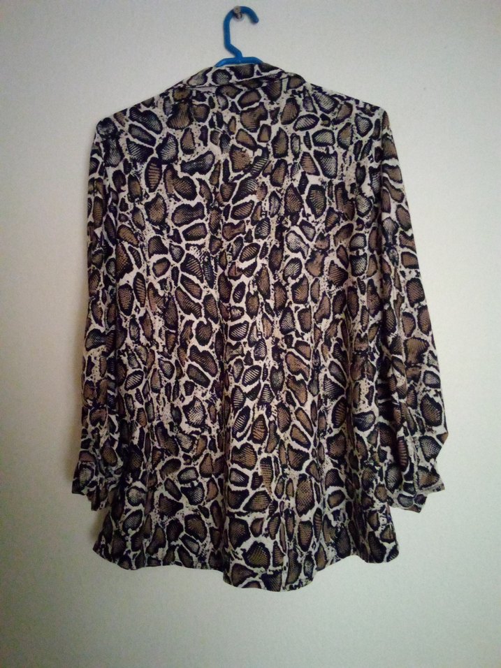 Düğmeli Yılan Desenli Kadın Gömlek - Görsel 4