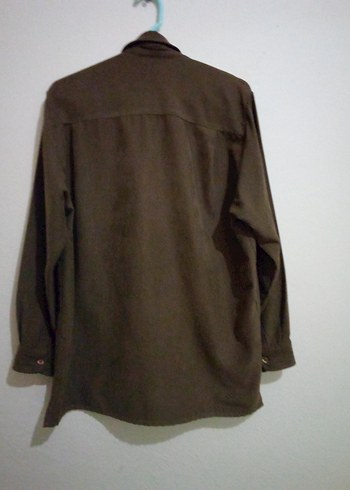 Düğmeli Kahverengi Kadın Gömlek - Görsel 4