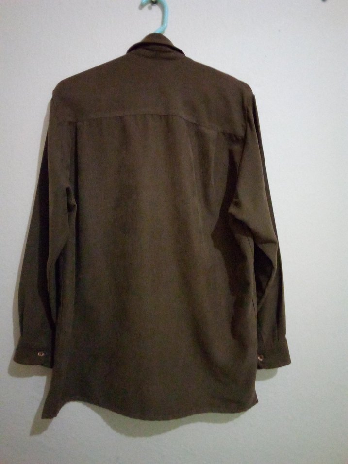 Düğmeli Kahverengi Kadın Gömlek - Görsel 3