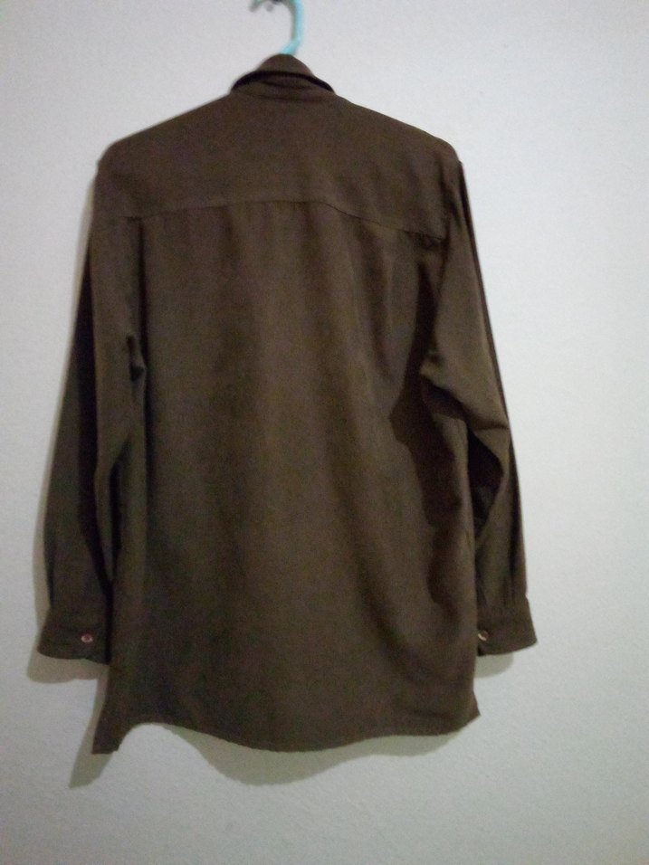 Düğmeli Kahverengi Kadın Gömlek - Görsel 4