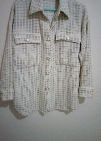 Bej Düğmeli Uzun Kollu Kadın Gömlek - Görsel 2