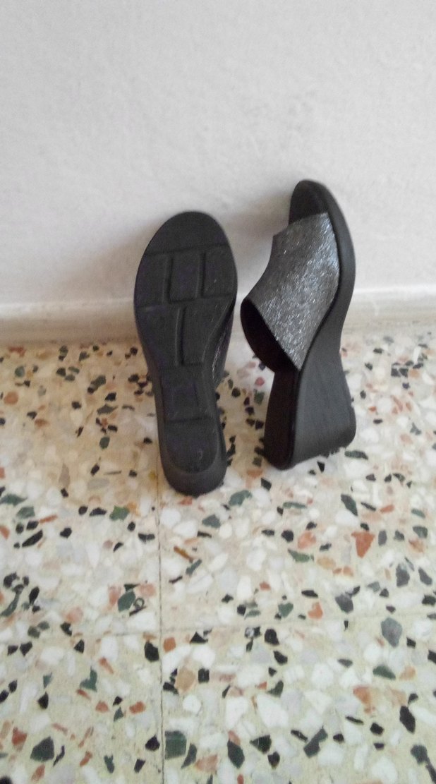 Gri Simli Dolgu Topuklu Kadın Terlik - Görsel 3