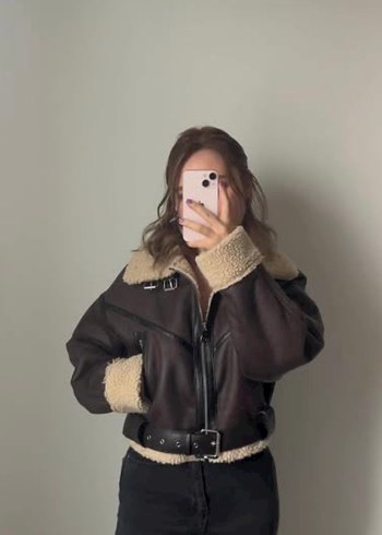 Zara kürk deri ceket - Görsel 2