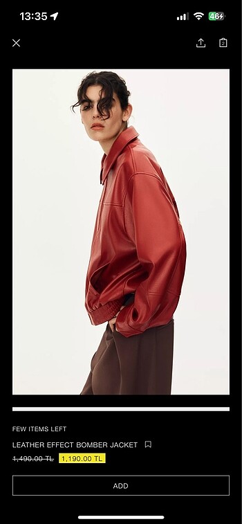 Zara oversize deri ceket