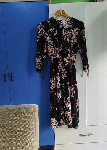 Kadın Siyah Çiçekli Uzun Bohem Elbise - Görsel 10