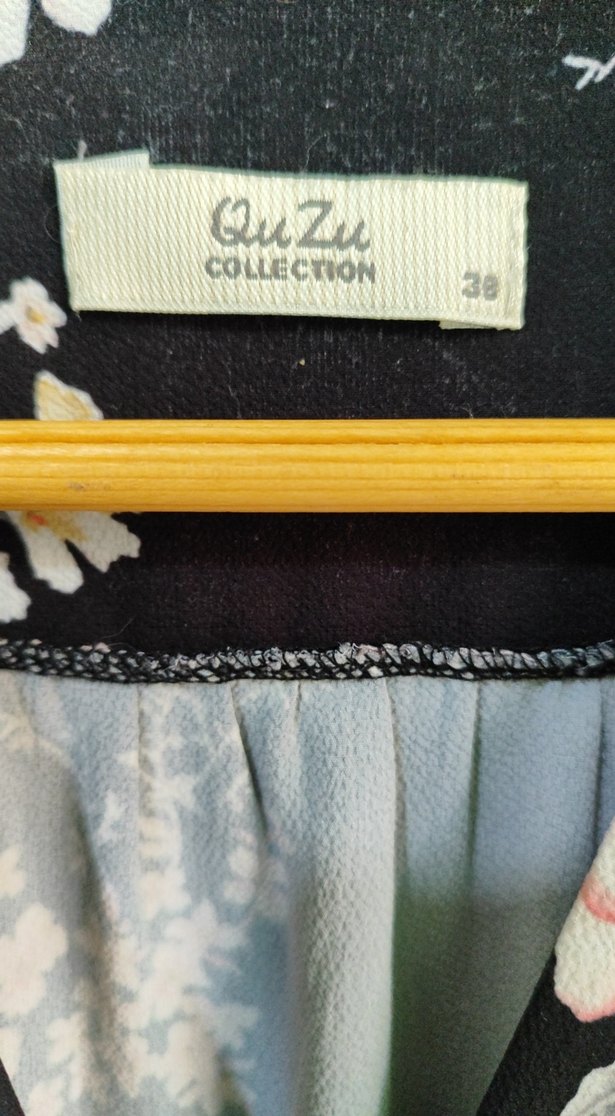 Kadın Siyah Çiçekli Uzun Bohem Elbise - Görsel 4