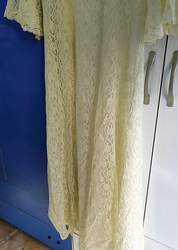 Vintage Bohem Uzun sarı Dantel Sabahlık - Görsel 16