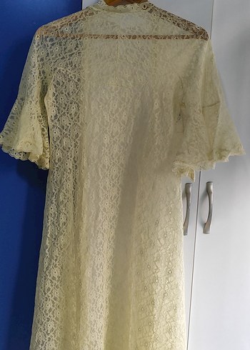 Vintage Bohem Uzun sarı Dantel Sabahlık - Görsel 20