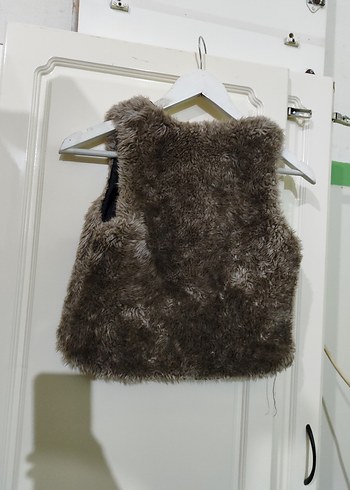 Kız Çocuk Vizon Kürk Detaylı Yün Yelek - Görsel 9