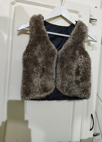 Kız Çocuk Vizon Kürk Detaylı Yün Yelek - Görsel 12