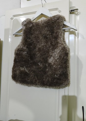 Kız Çocuk Vizon Kürk Detaylı Yün Yelek - Görsel 8