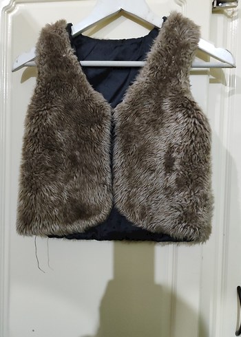 Kız Çocuk Vizon Kürk Detaylı Yün Yelek - Görsel 13