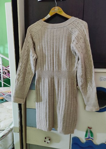 Bej Örgü Kadın Triko Elbise - Görsel 6