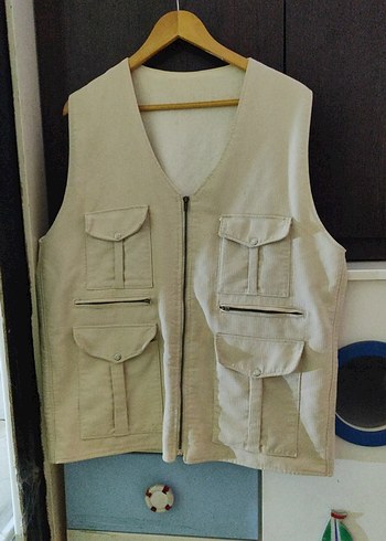 Camel Renkli Pamuklu Kemerli Erkek Yelek - Görsel 2