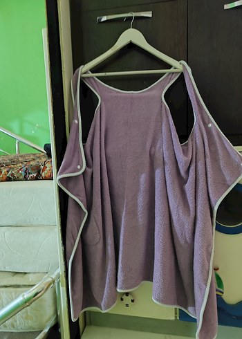 Mor Midi Kadın Salaş Kolsuz havlu  Sabahlık - Görsel 2