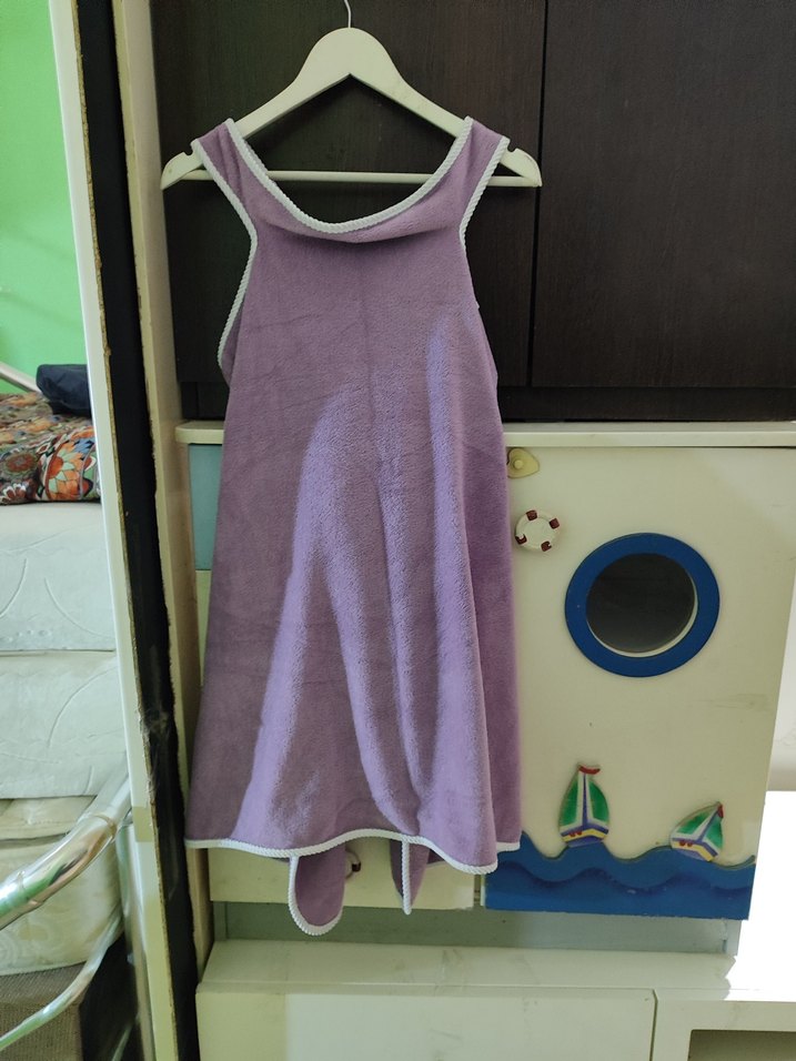 Mor Midi Kadın Salaş Kolsuz havlu  Sabahlık - Görsel 5