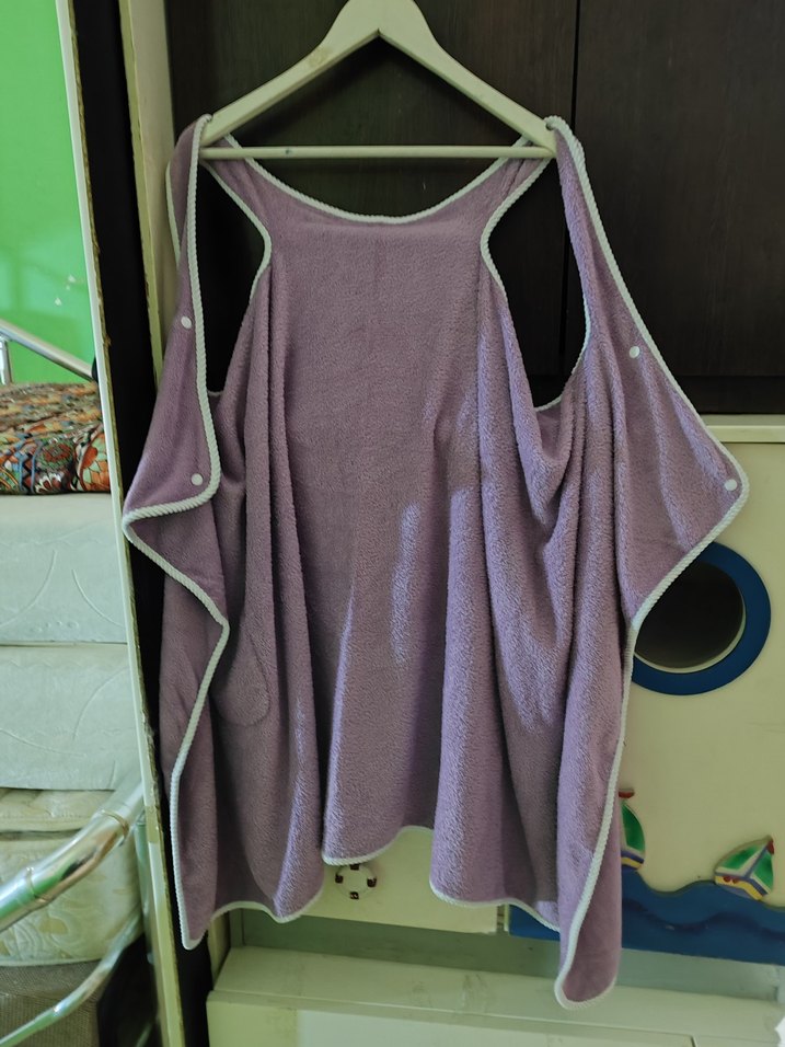 Mor Midi Kadın Salaş Kolsuz havlu  Sabahlık - Görsel 4