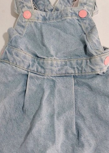 Kız Bebek Mavi Kot Askılı Elbise - Görsel 2