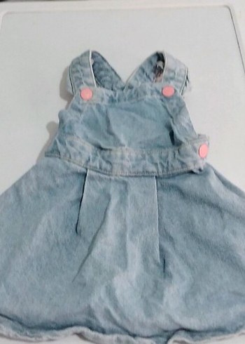 Kız Bebek Mavi Kot Askılı Elbise - Görsel 7