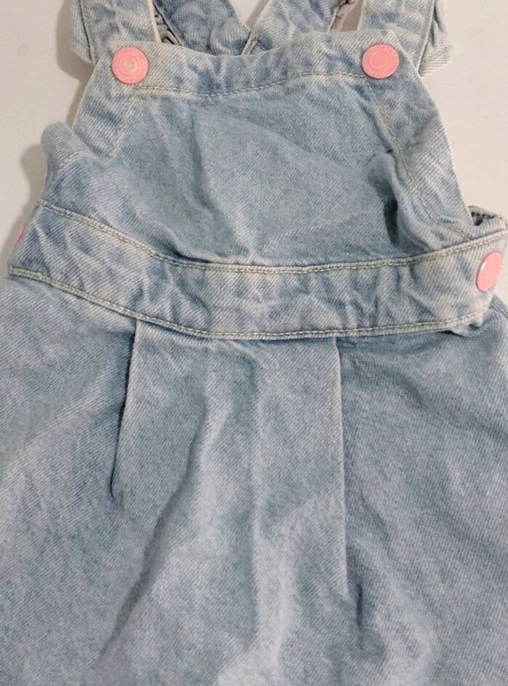 Kız Bebek Mavi Kot Askılı Elbise - Görsel 2