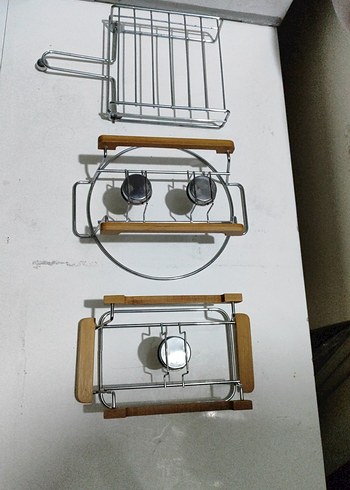 Beyaz ve Gri Ahşap Saplı Mutfak Rafları - Görsel 10