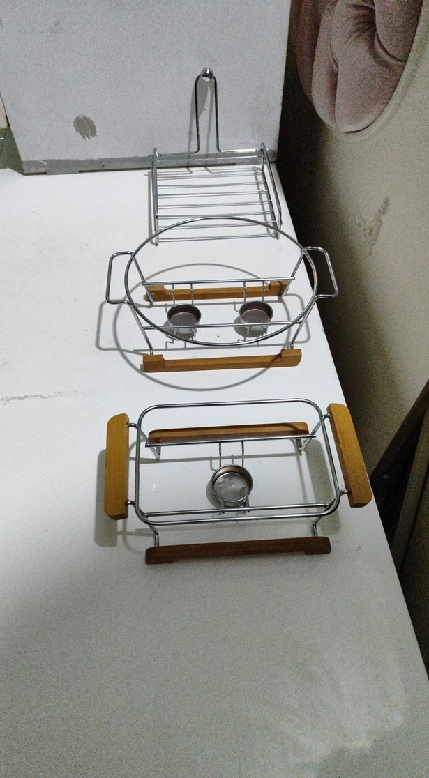 Beyaz ve Gri Ahşap Saplı Mutfak Rafları - Görsel 2