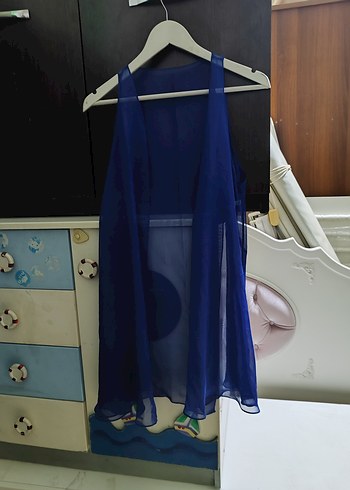 Kadın Mavi Drapeli tül yelek - Görsel 9