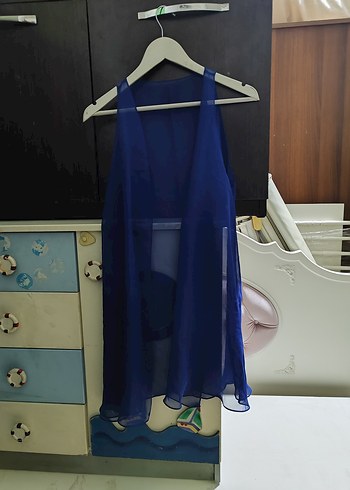 Kadın Mavi Drapeli tül yelek - Görsel 11