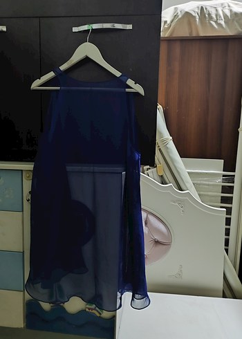 Kadın Mavi Drapeli tül yelek - Görsel 4