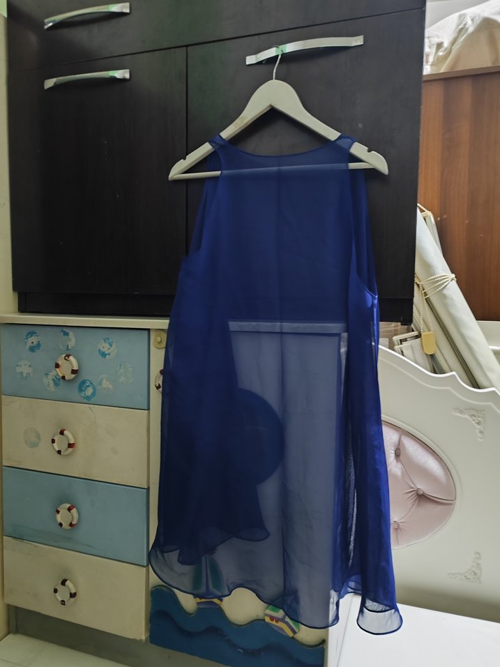 Kadın Mavi Drapeli tül yelek - Görsel 3