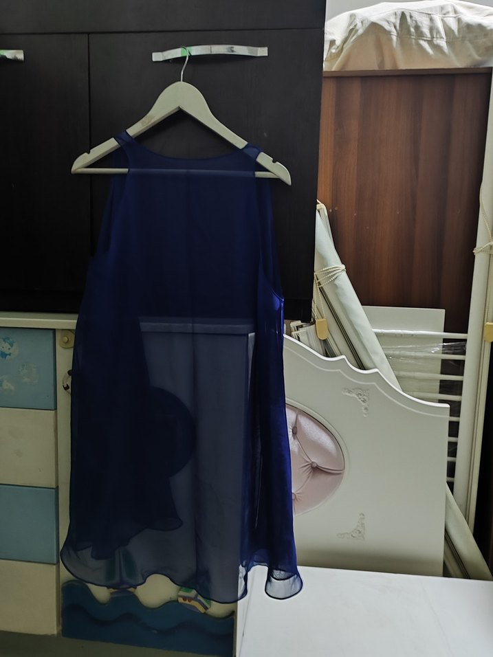 Kadın Mavi Drapeli tül yelek - Görsel 4