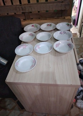 Çiçek Desenli Beyaz Yemek Tabağı Seti