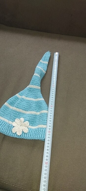 2-3 Yaş, 20 cm Beden mavi Renk El örgü çocuk sapka