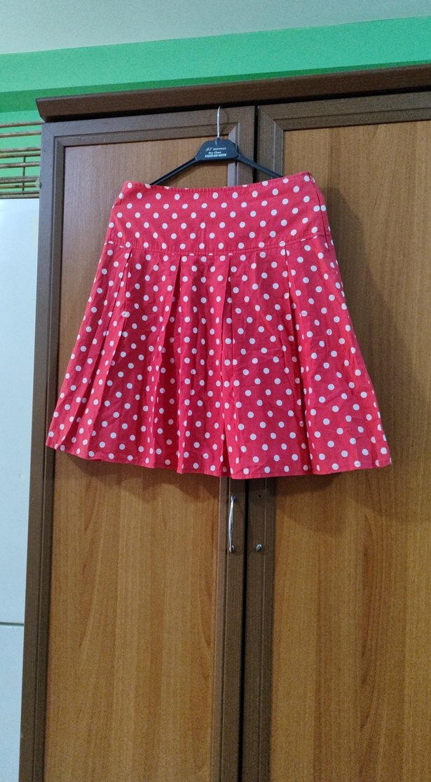 Puantiyeli Pileli Pembe  etek - Görsel 2