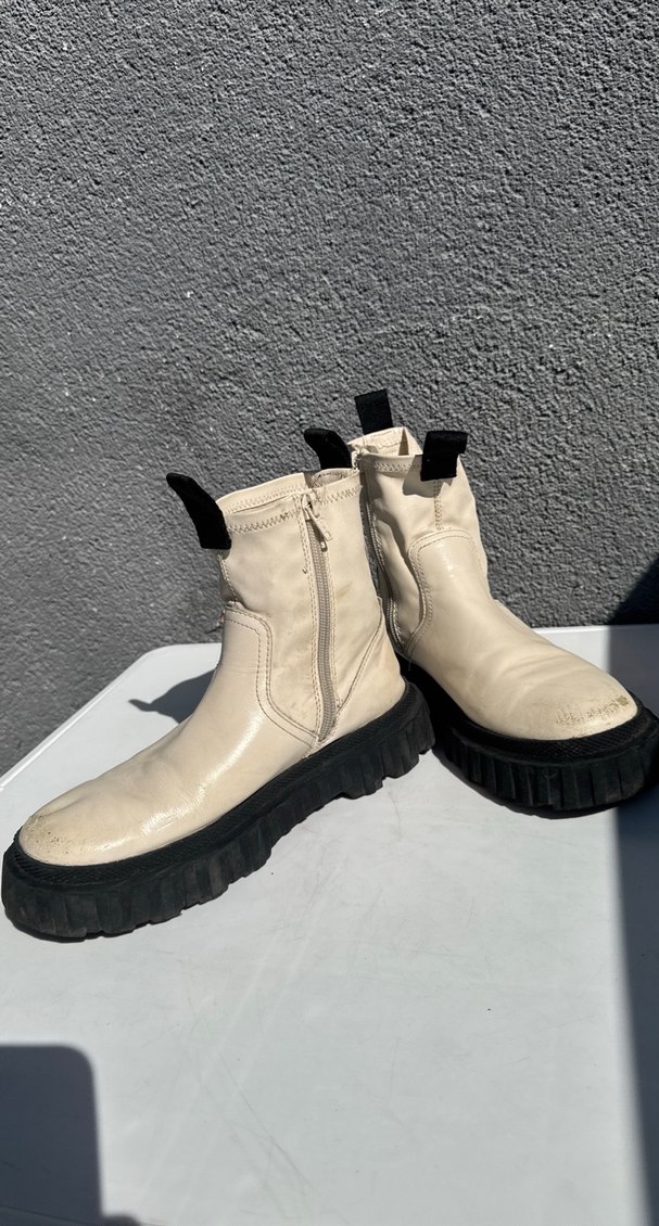 ZARA. 36 numara. Bej Platform Topuklu Kadın Bot - Görsel 5