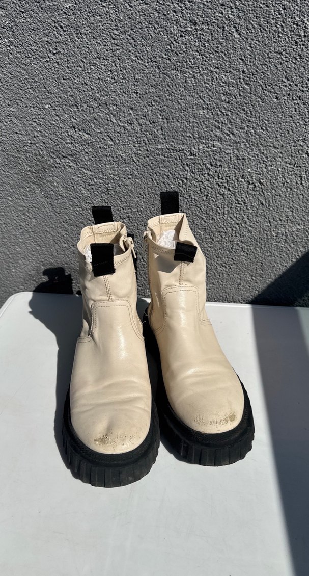 ZARA. 36 numara. Bej Platform Topuklu Kadın Bot - Görsel 4