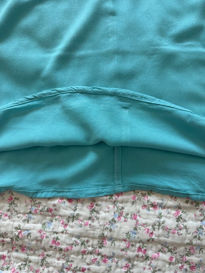 Turkuaz Dökümlü Kısa Kollu Hamile Bluz - Görsel 4