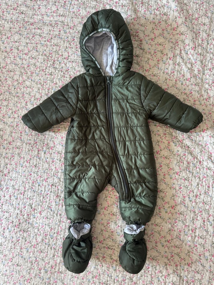 Kapüşonlu Haki rengi Bebek Tulum 9 ay - Görsel 2