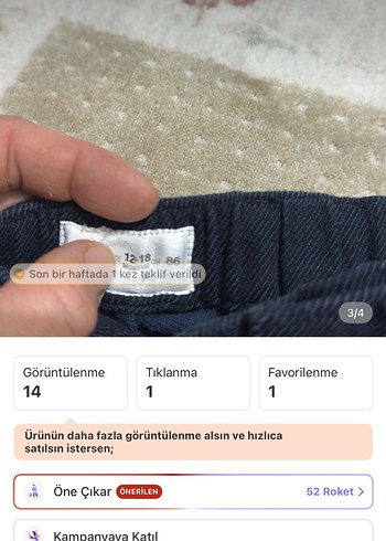 12-18 Ay Beden Erkek Çocuk Koyu Mavi Bol Kesim Kot Pantolon