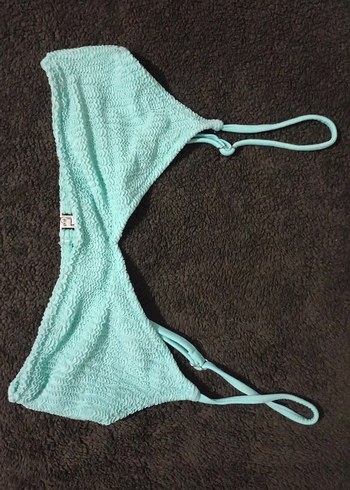 Turkuaz Örgü İp Askılı Bikini Üstü