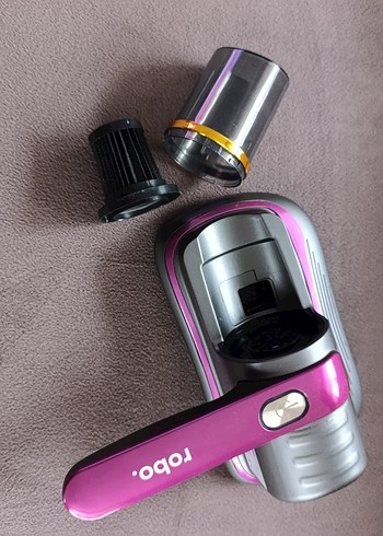 ROBO MARKA MOR VE GRİ RENKLERDE SARJLI MİNİ SÜPÜRGE - Görsel 3