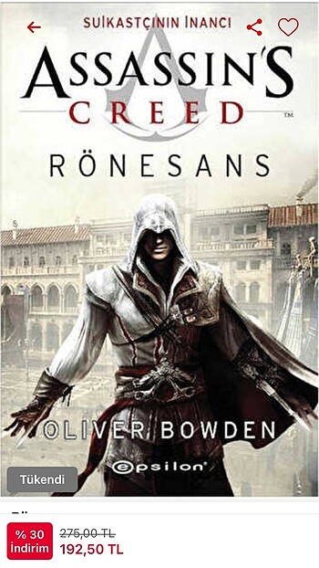 Beden Renk Assassın's Creed Rönesans/Suikastçının İnancı/ Oliver Bowden/Eps