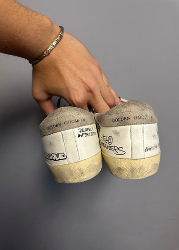 41 Beden beyaz Renk Golden Goose Beyaz Gri Bağcıklı Spor Ayakkabı