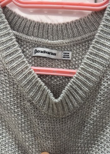 Stradi Gri Örgü Kolsuz Kadın Kazak süveter - Görsel 2