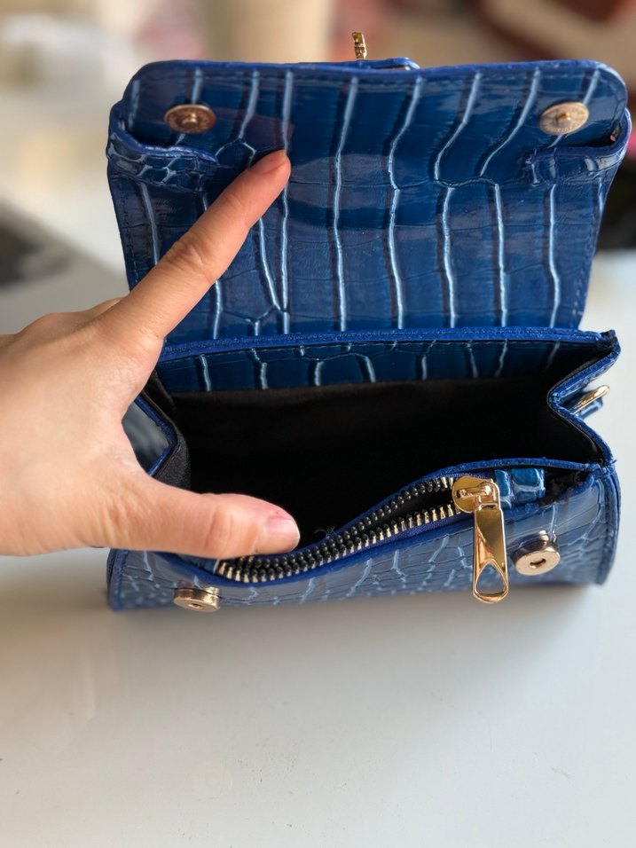 Guess mavi deri  Kadın Çanta - Görsel 4