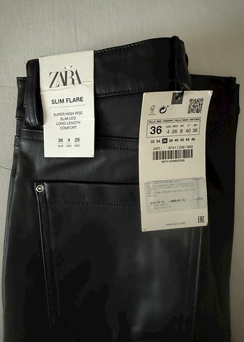 Zara Siyah Deri Kemerli Kadın Pantolon