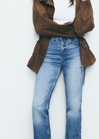 Stradivarius Lacivert Midi Denim Pantolon